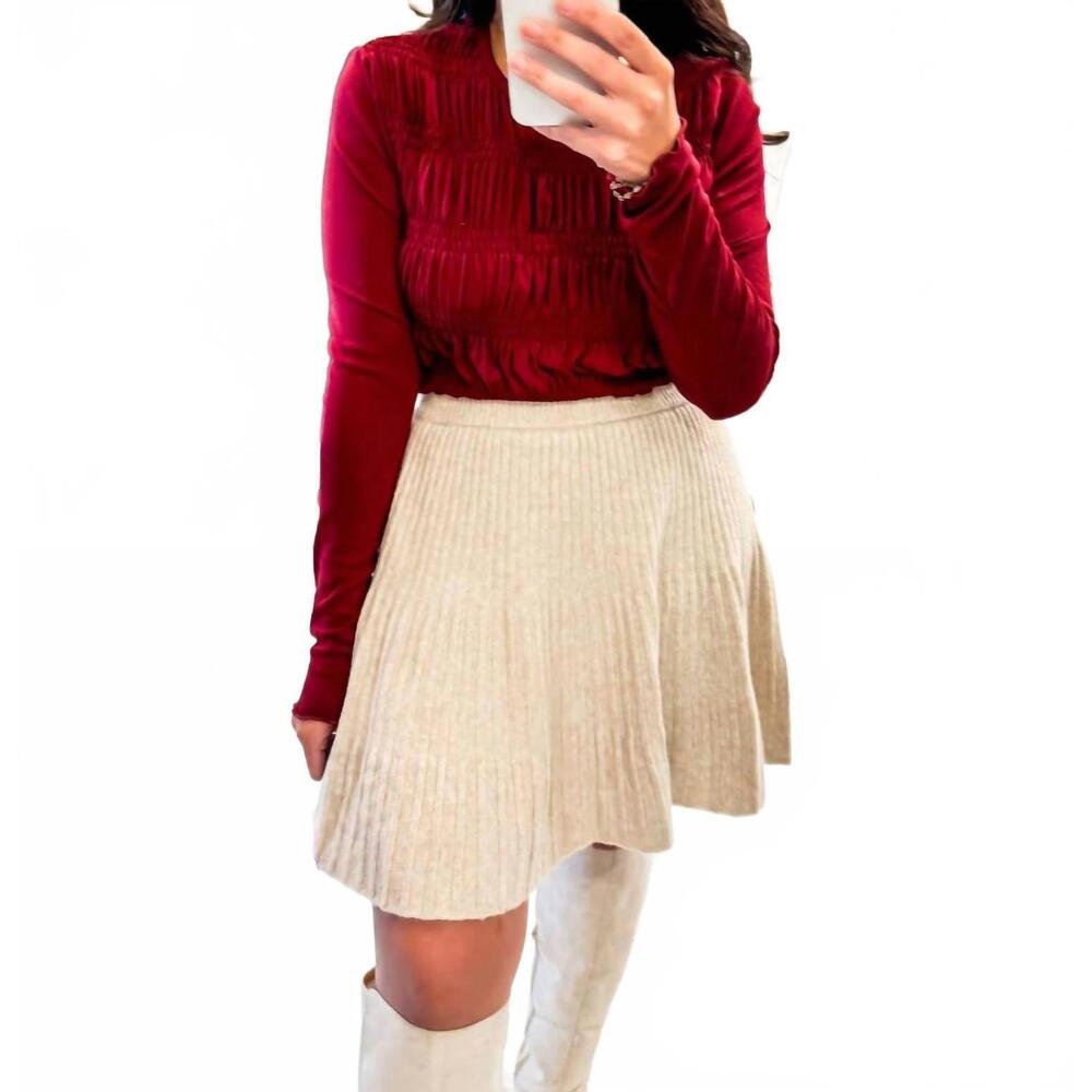 NEW SUNDAY EDITION women's biscotti ribbed mini skirt in oatmeal
